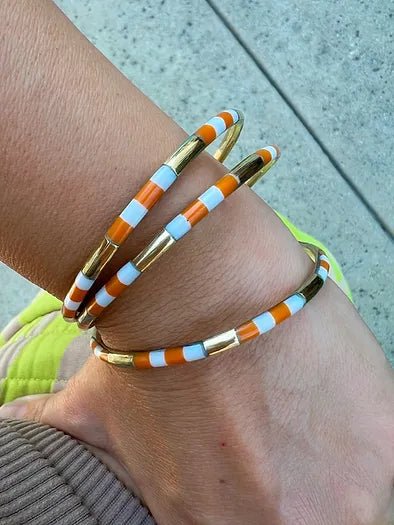 Stadium Stack Bracelets Orange + White - Glitter & Gold - COLOR GAME