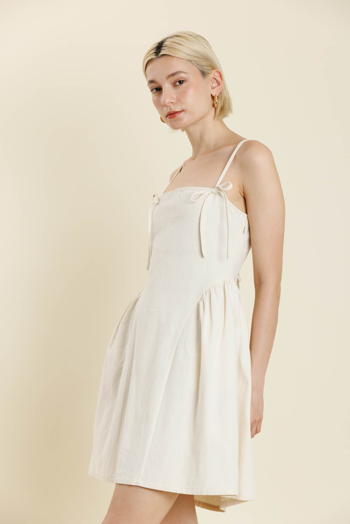 Stevie Bow Trim Mini Dress - Aureum - COLOR GAME