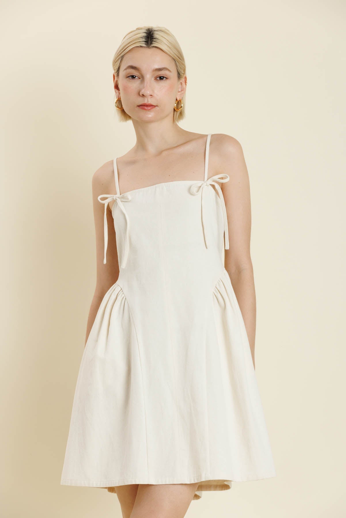 Stevie Bow Trim Mini Dress - Aureum - COLOR GAME