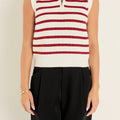 Stripe Half - Zip Sleeveless Sweater White + Red - English Factory - COLOR GAME