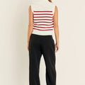 Stripe Half - Zip Sleeveless Sweater White + Red - English Factory - COLOR GAME