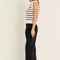 Stripe Half - Zip Sleeveless Sweater White + Red - English Factory - COLOR GAME