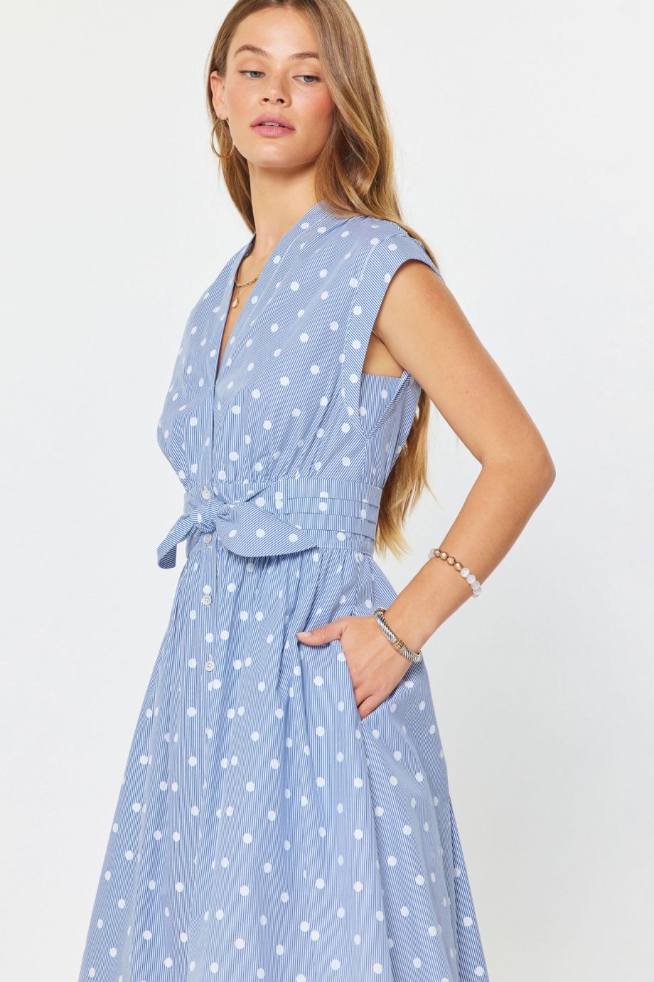 Sutton Polka Dot Midi Dress - Current Air - COLOR GAME