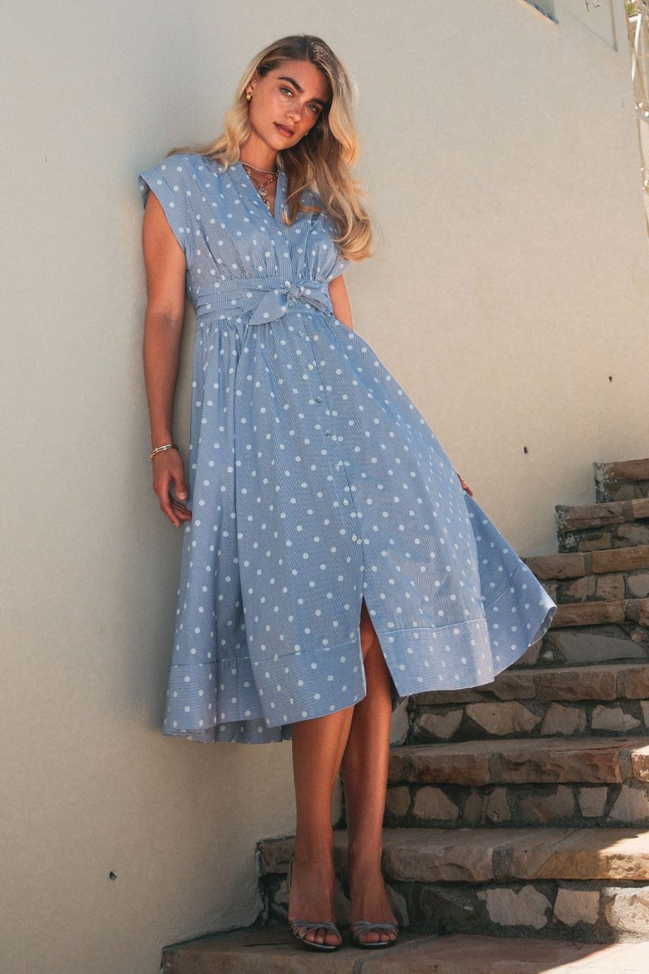 Sutton Polka Dot Midi Dress - Current Air - COLOR GAME