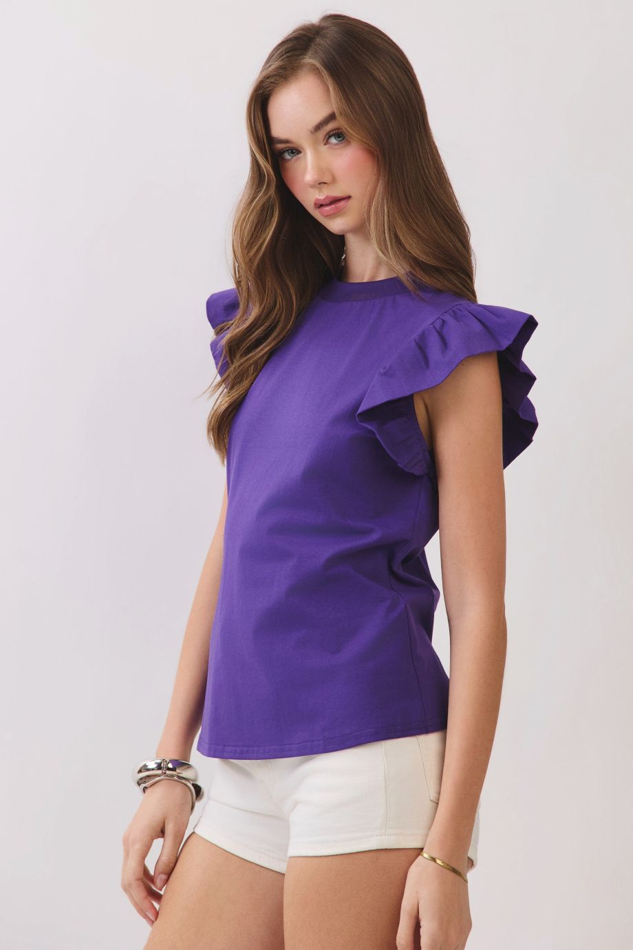 Tally Ruffle Tank Top Purple - TCEC - COLOR GAME