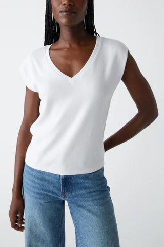 Tati Power Shoulder Top White - Michael Stars - Color Game