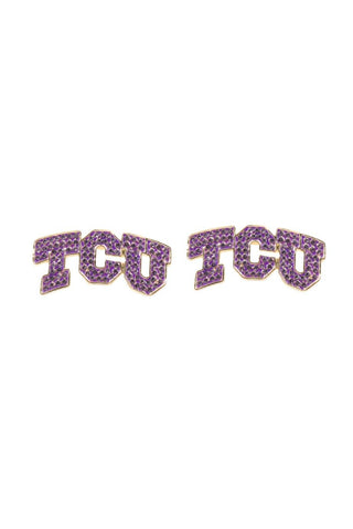 TCU Pavé Logo Stud Earrings - Brianna Cannon - COLOR GAME