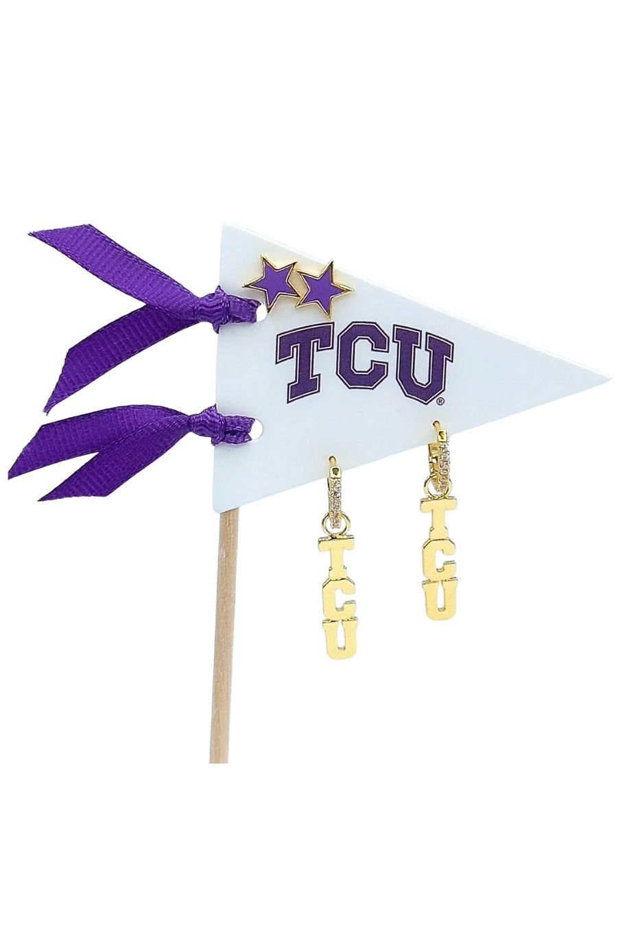 TCU Pennant Pair Earring Set - Color Shout - COLOR GAME