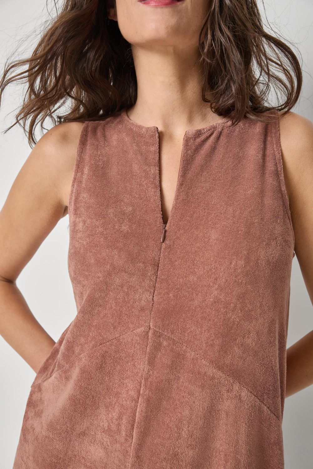 Terry Zip Front Mini Dress - Lilla P - COLOR GAME