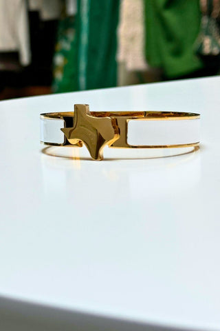 Texas Map Bangle Bracelet White - Gameday Luxe - COLOR GAME