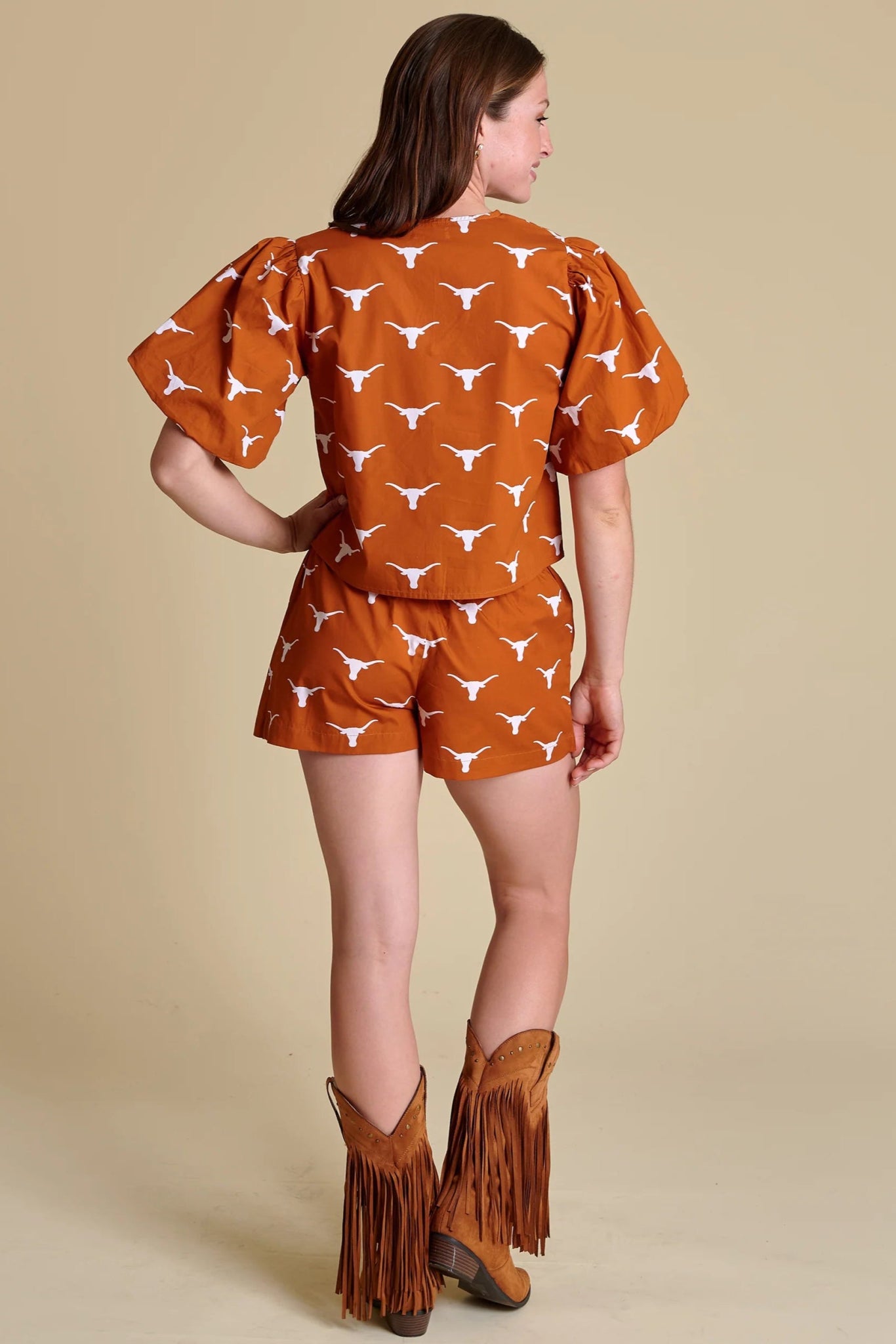 Texas Poplin Puff Sleeve Tie Top - Stewart Simmons - COLOR GAME