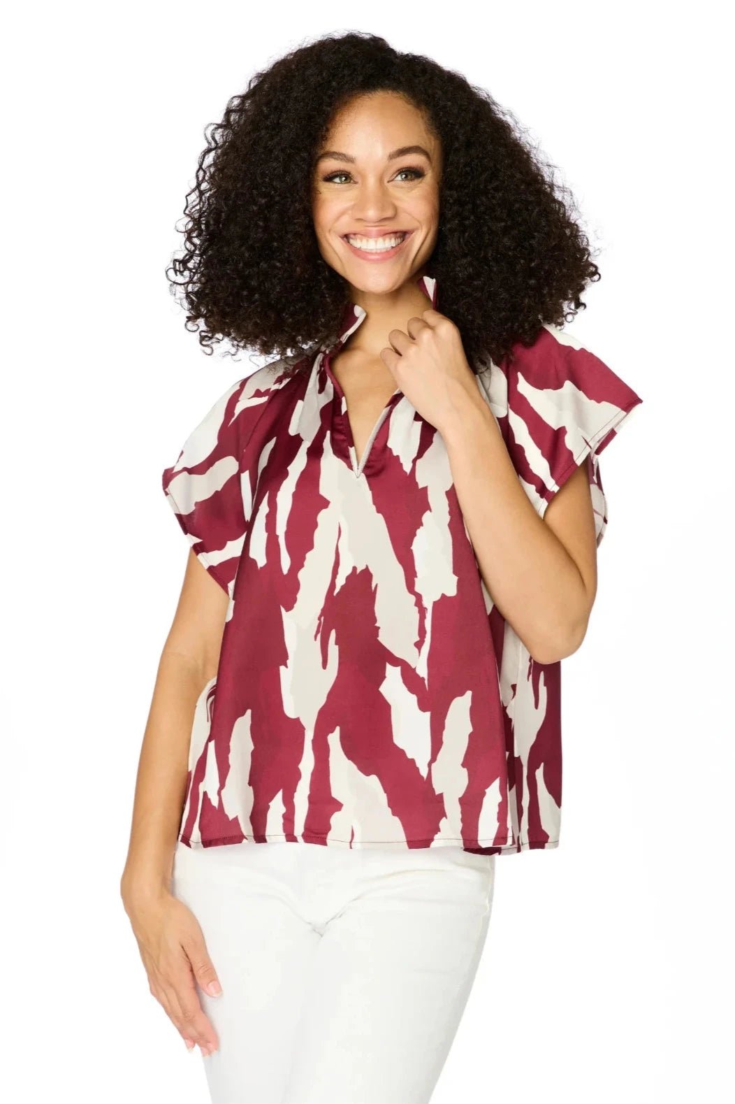 The Abstract Blouse Maroon + Grey - Stewart Simmons - COLOR GAME