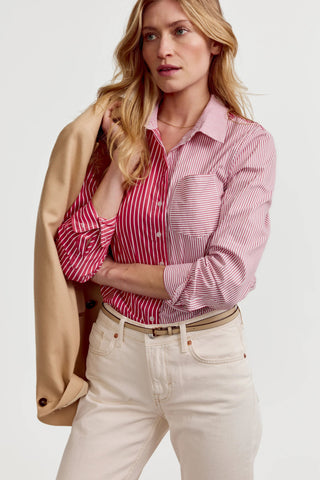 The Boyfriend Shirt Red Multistripe - The Shirt by Rochelle Behrens - COLOR GAME