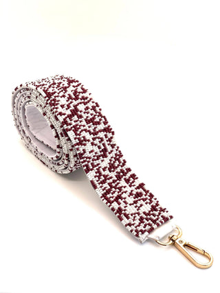 The Courtney Beaded Confetti Strap Maroon + White - Gameday Luxe - COLOR GAME