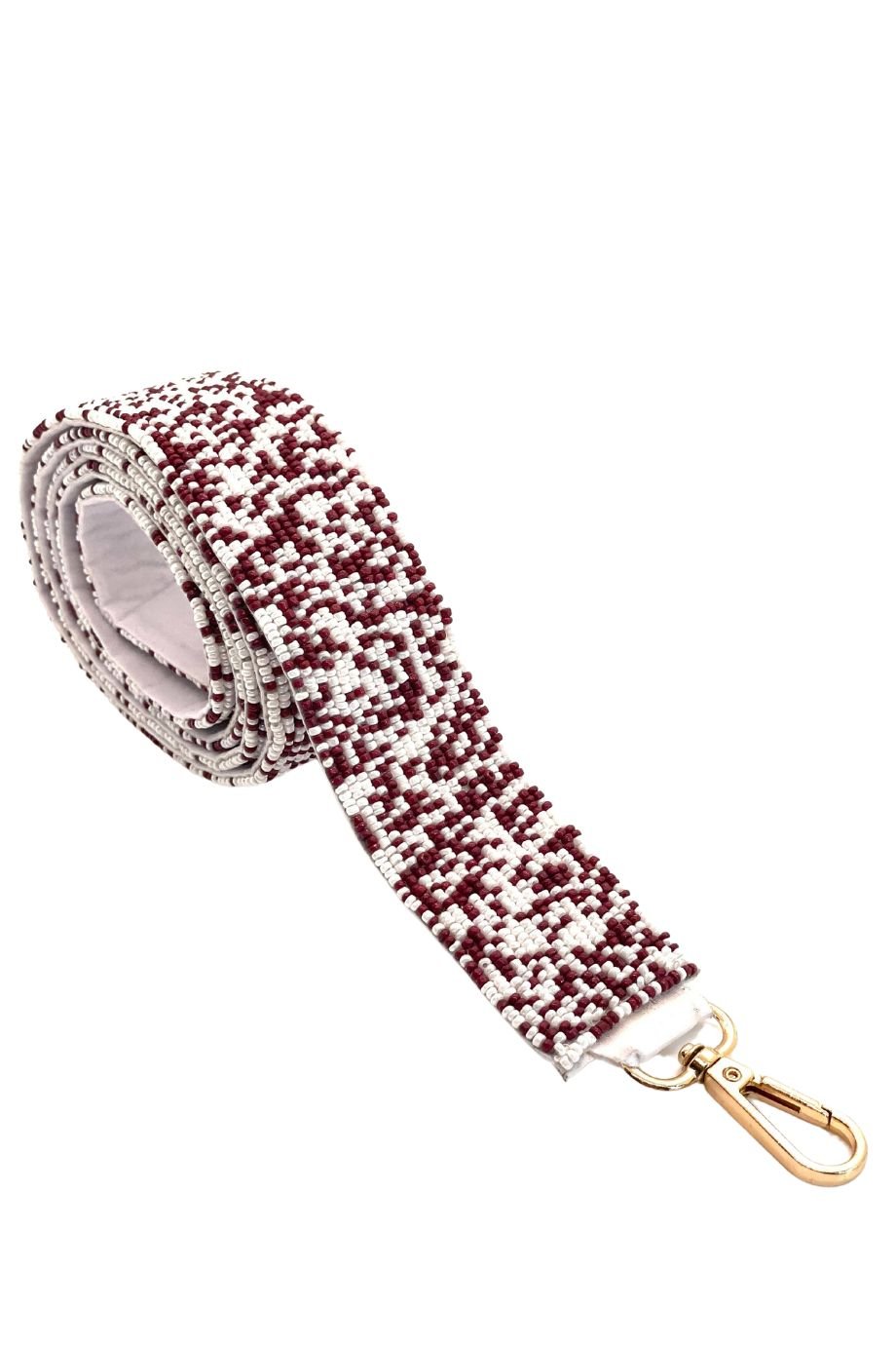 The Courtney Beaded Confetti Strap Maroon + White - Gameday Luxe - COLOR GAME