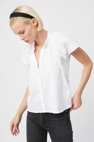 The Flutter Shoulder Short Sleeve Shirt White - The Shirt by Rochelle Behrens - COLOR GAME