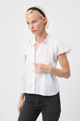 The Flutter Shoulder Short Sleeve Shirt White - The Shirt by Rochelle Behrens - COLOR GAME