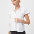 The Flutter Shoulder Short Sleeve Shirt White - The Shirt by Rochelle Behrens - COLOR GAME