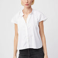 The Flutter Shoulder Short Sleeve Shirt White - The Shirt by Rochelle Behrens - COLOR GAME