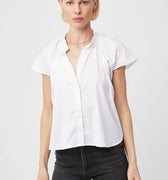 The Flutter Shoulder Short Sleeve Shirt White - The Shirt by Rochelle Behrens - COLOR GAME