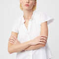 The Flutter Shoulder Short Sleeve Shirt White - The Shirt by Rochelle Behrens - COLOR GAME