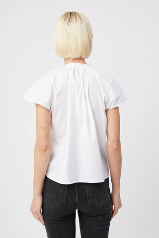 The Flutter Shoulder Short Sleeve Shirt White - The Shirt by Rochelle Behrens - COLOR GAME