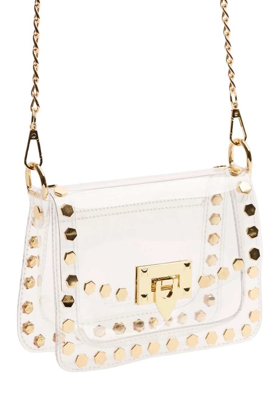 The Jackie Gold Hexagon Stud Clear Bag - Clearly Handbags - COLOR GAME