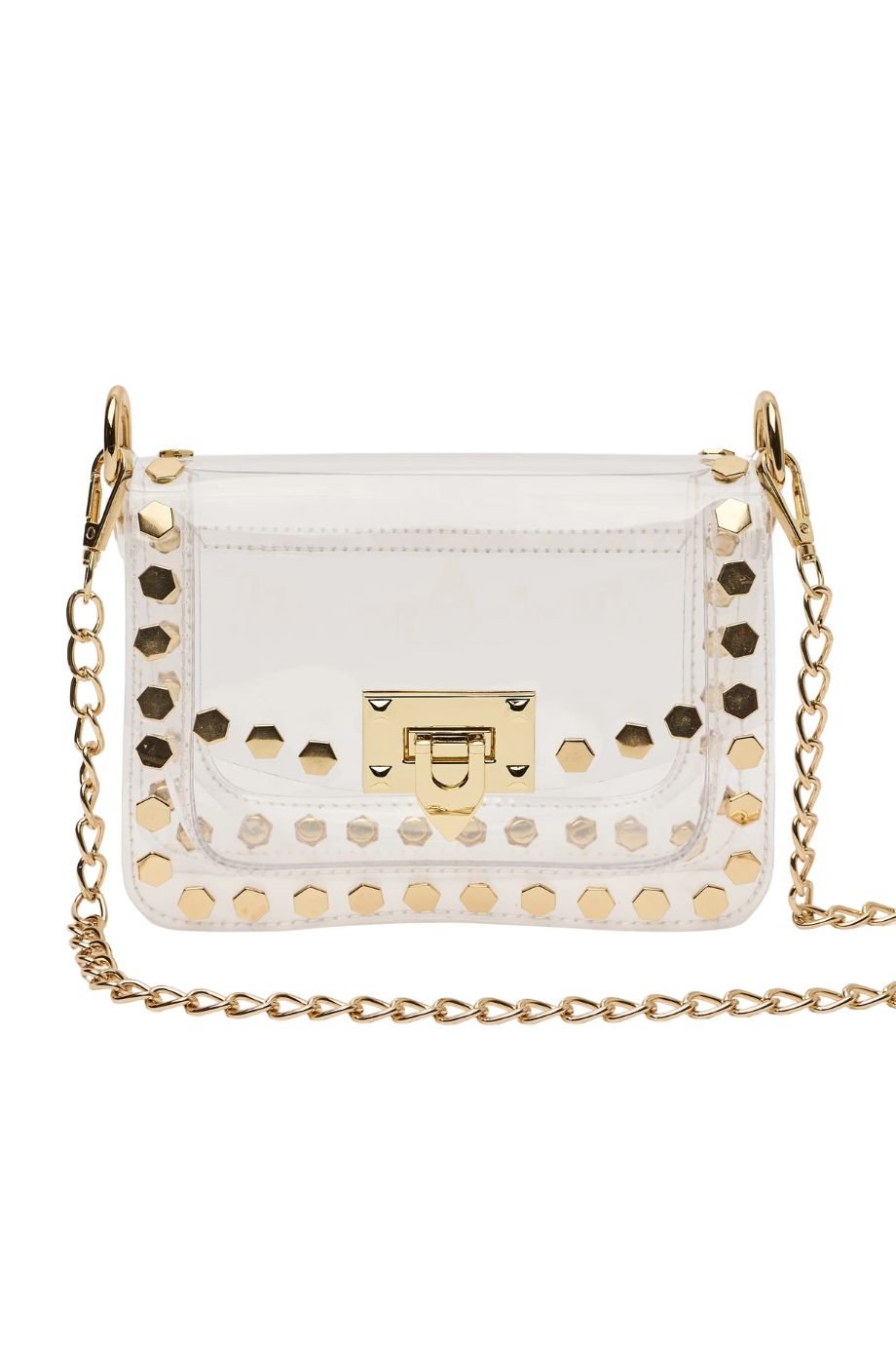 The Jackie Gold Hexagon Stud Clear Bag - Clearly Handbags - COLOR GAME