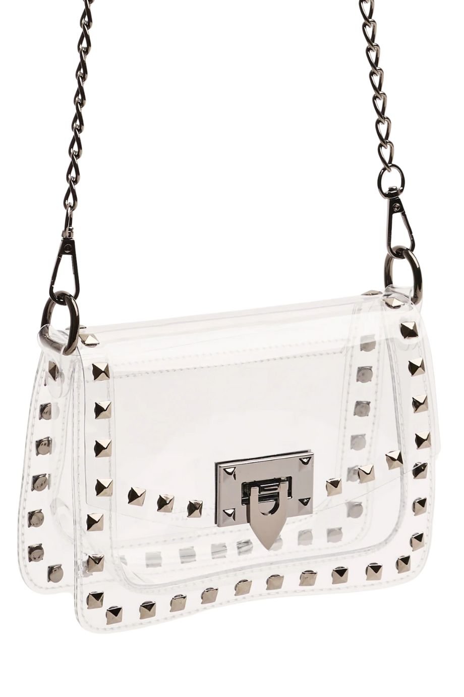 The Jackie Gunmetal - Studded Clear Bag - Clearly Handbags - COLOR GAME