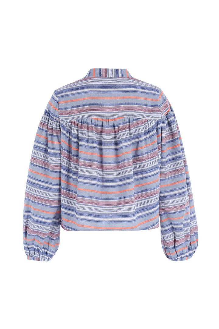 The Logan Shirt Blue + Orange Stripe - The Shirt by Rochelle Behrens - COLOR GAME