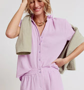 The Short Sleeve Loose Back Shirt Lilac Gauze - The Shirt by Rochelle Behrens - COLOR GAME