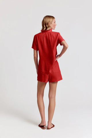 The Short Sleeve Loose Back Shirt Ruby Gauze - The Shirt by Rochelle Behrens - COLOR GAME