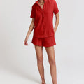 The Short Sleeve Loose Back Shirt Ruby Gauze - The Shirt by Rochelle Behrens - COLOR GAME