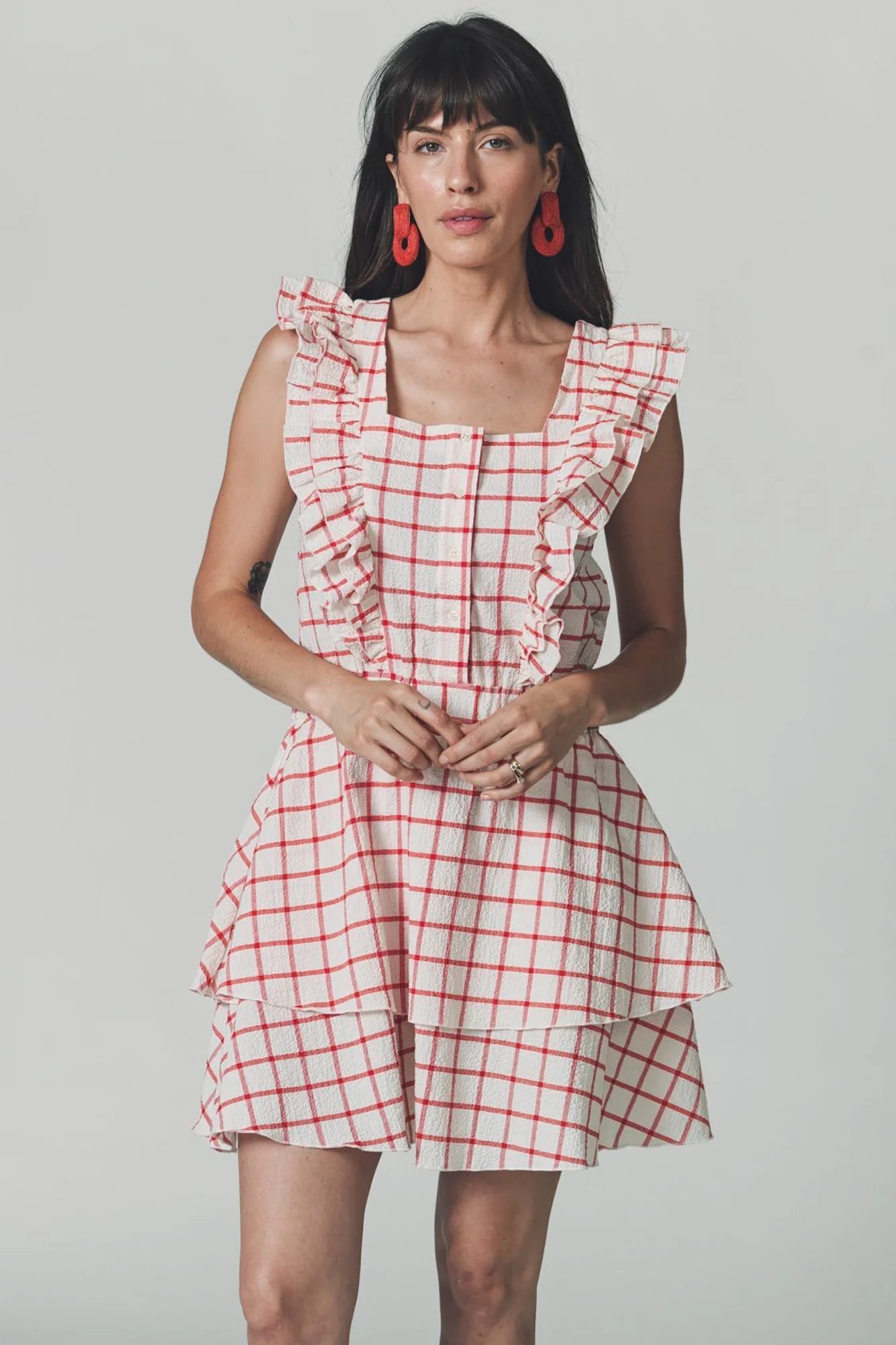 The Stella Dress Red Windowpane - The Shirt by Rochelle Behrens - COLOR GAME