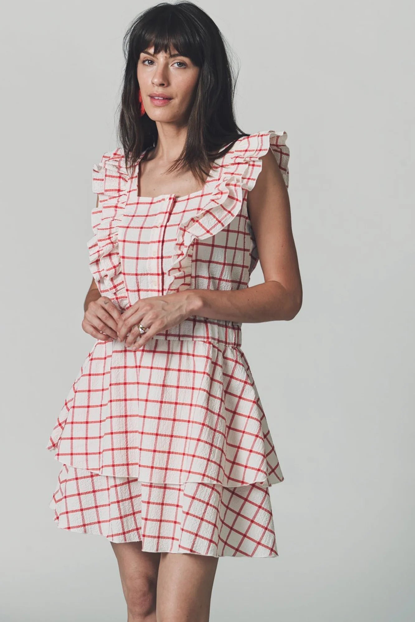 The Stella Dress Red Windowpane - The Shirt by Rochelle Behrens - COLOR GAME