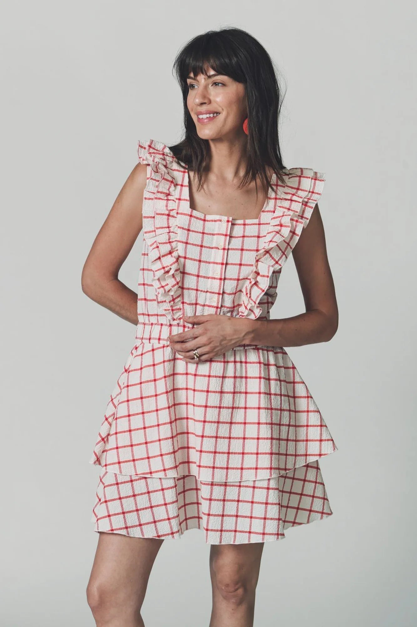 The Stella Dress Red Windowpane - The Shirt by Rochelle Behrens - COLOR GAME