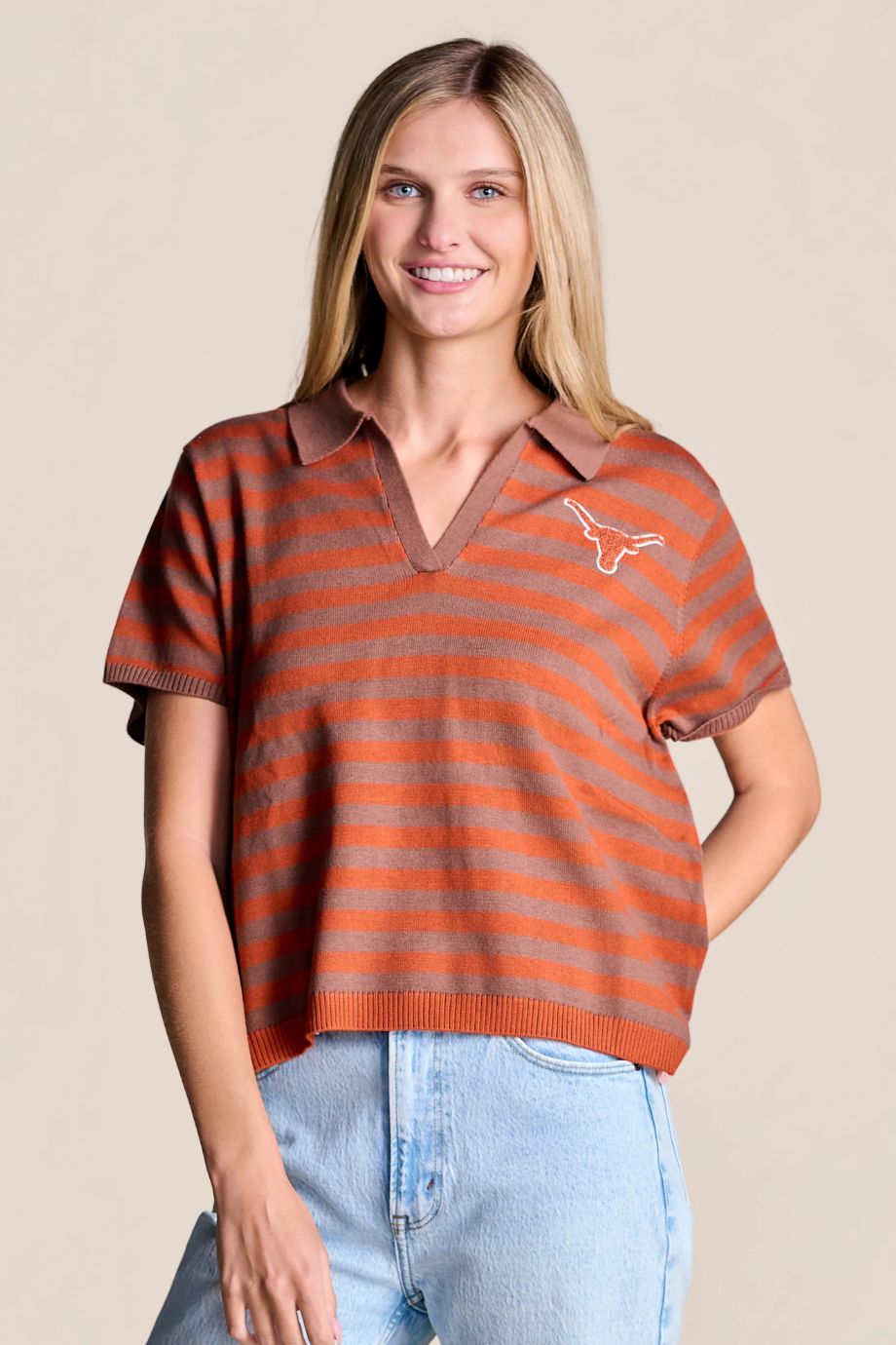 The Texas Spirit Stripe Collared Sweater - Stewart Simmons - COLOR GAME