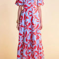 Tie - Back Maxi Dress Blue Multi - English Factory - COLOR GAME