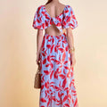 Tie - Back Maxi Dress Blue Multi - English Factory - COLOR GAME