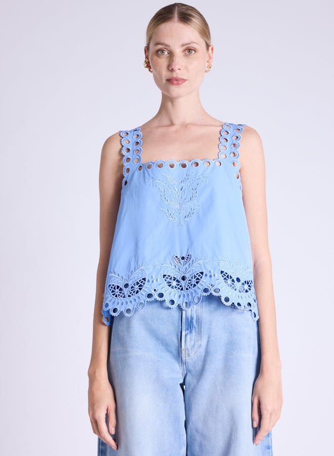 Tista Embroidered Top Light Blue - Berenice - COLOR GAME
