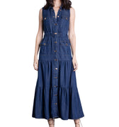 Triana Denim Midi Dress - Karina Grimaldi - COLOR GAME