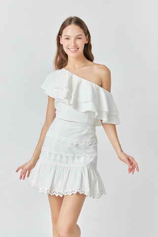 Trim Detail Mini Skirt White - Endless Rose - Color Game