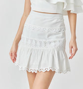 Trim Detail Mini Skirt White - Endless Rose - Color Game