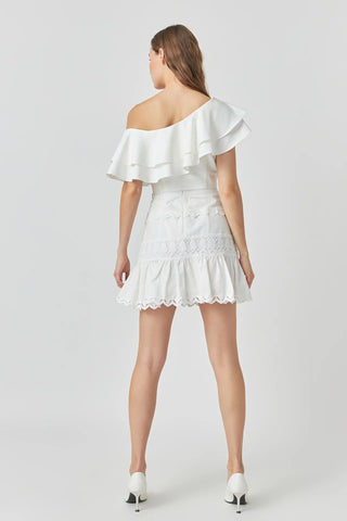 Trim Detail Mini Skirt White - Endless Rose - Color Game