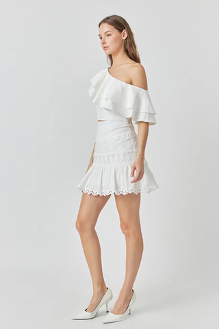 Trim Detail Mini Skirt White - Endless Rose - Color Game