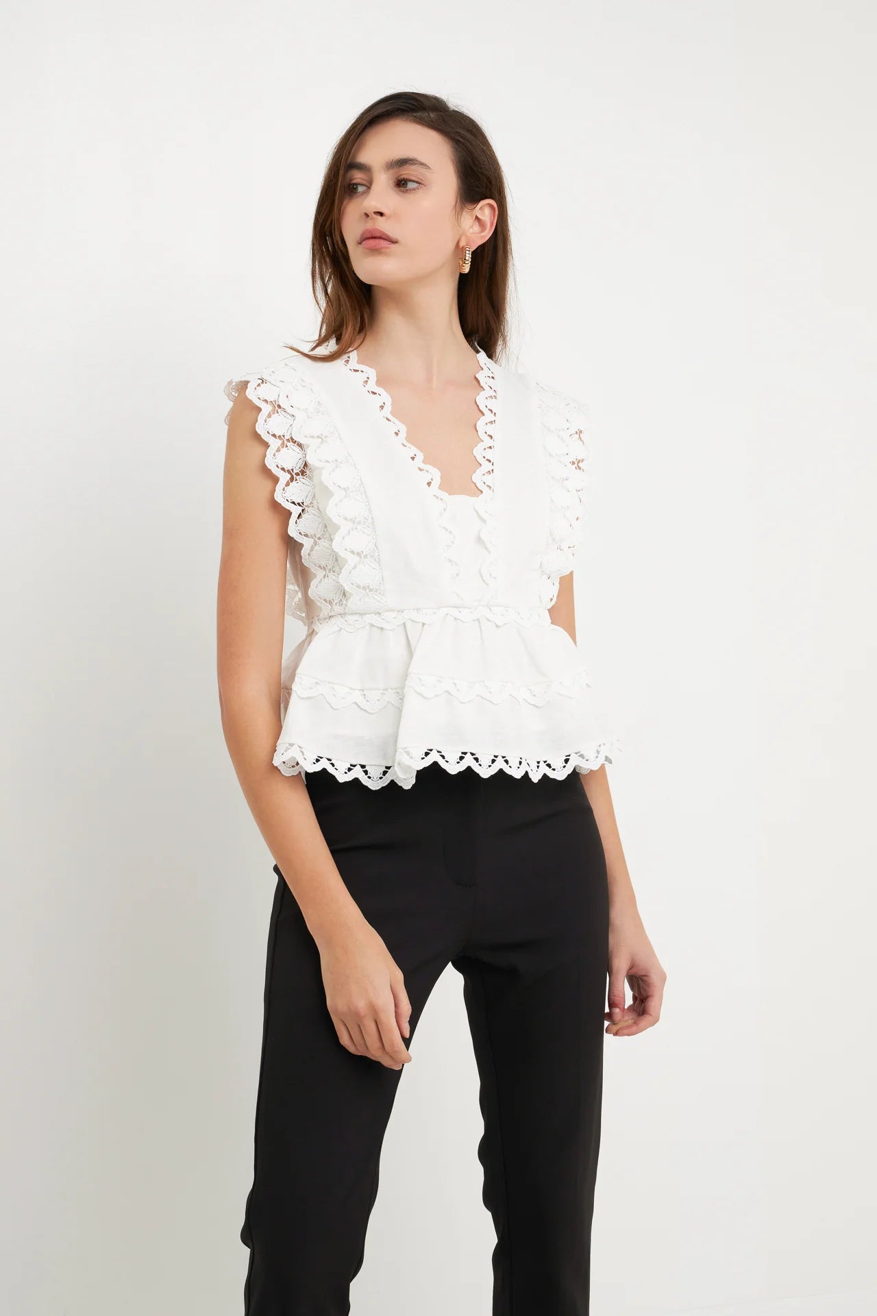 Trim Detail Top White - Endless Rose - Color Game