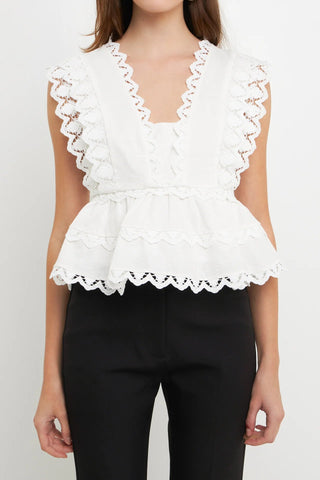 Trim Detail Top White - Endless Rose - Color Game