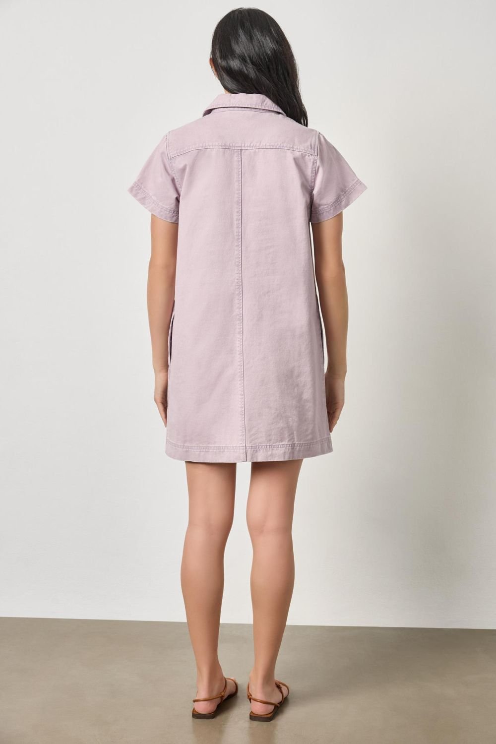 Twill Split Neck Collared Dress - Lilla P - COLOR GAME