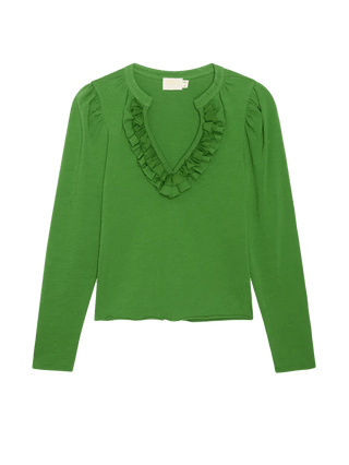 Valita Split Neck Top Salon Green - Nation LTD - COLOR GAME