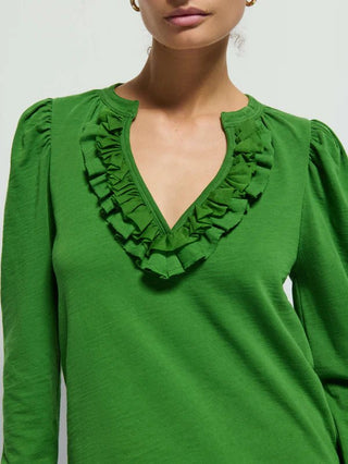 Valita Split Neck Top Salon Green - Nation LTD - COLOR GAME